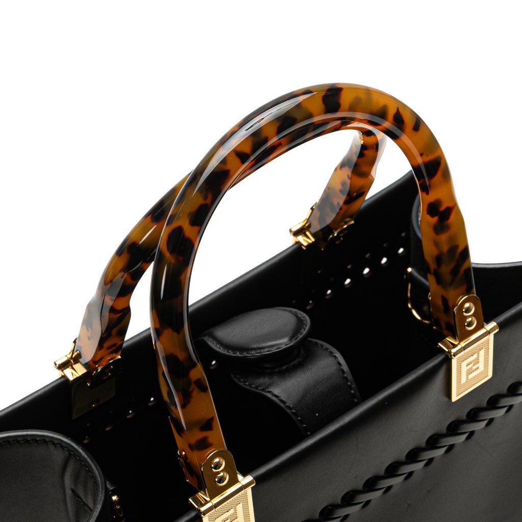 Fendi Small Whipstitch Leather Sunshine Shopper Tote - Image 12