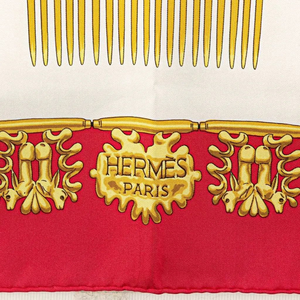 Hermès Les Cavalier d Or Silk Scarf Red Silk Good - Inside View