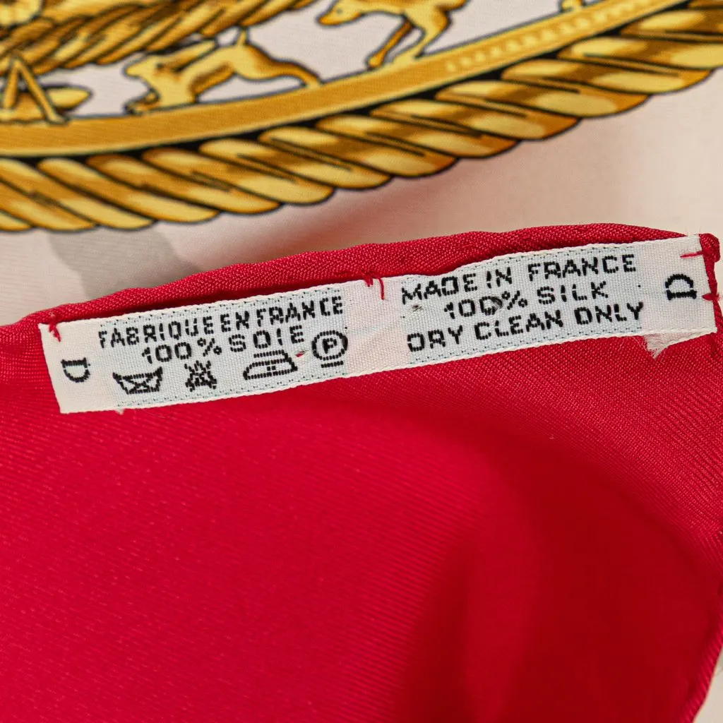 Hermès Les Cavalier d Or Silk Scarf Red Silk Good - Model View