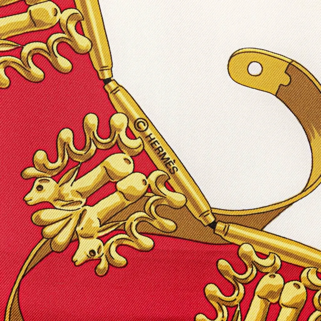 Hermès Les Cavalier d Or Silk Scarf Red Silk Good - Box View