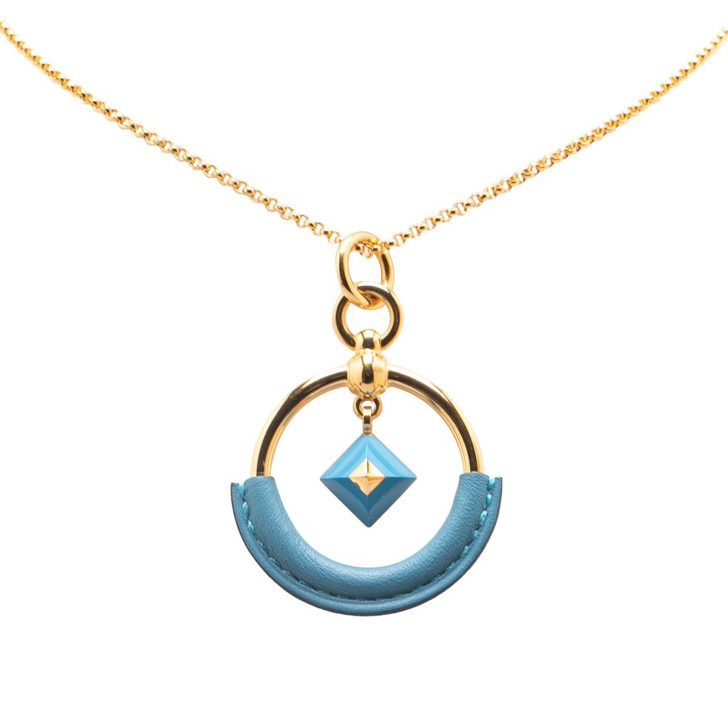 Hermès Gold Plated Loop Medor Pendant Necklace