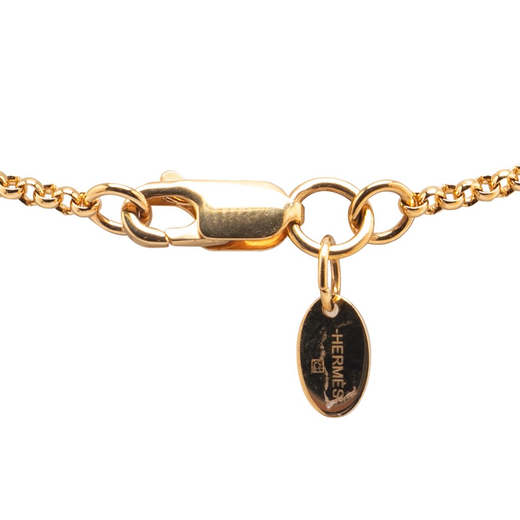 Hermès Gold Plated Loop Medor Pendant Necklace - 4