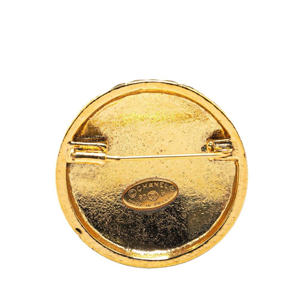 Chanel Gold Plated CC Quilted Brooch - 2