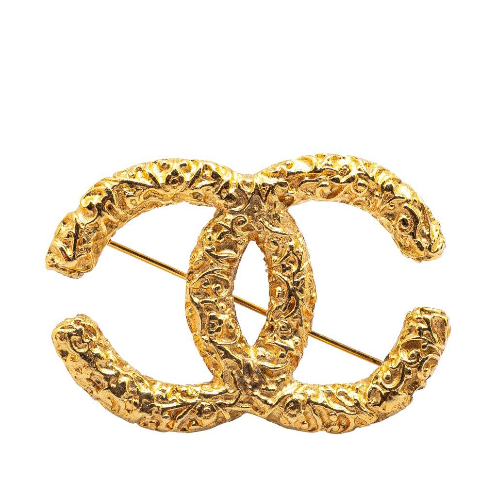Chanel Gold Plated CC Logo Brooch