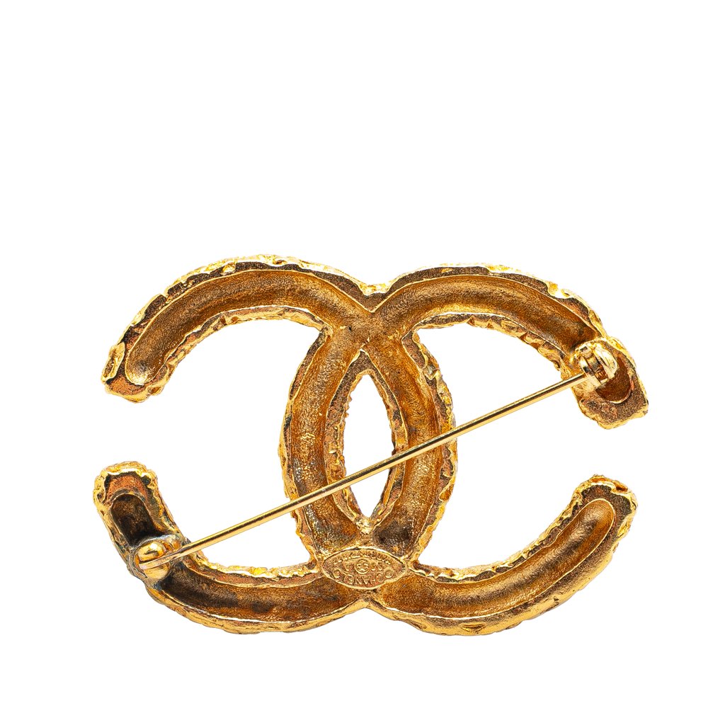 Chanel Gold Plated CC Logo Brooch - Back view