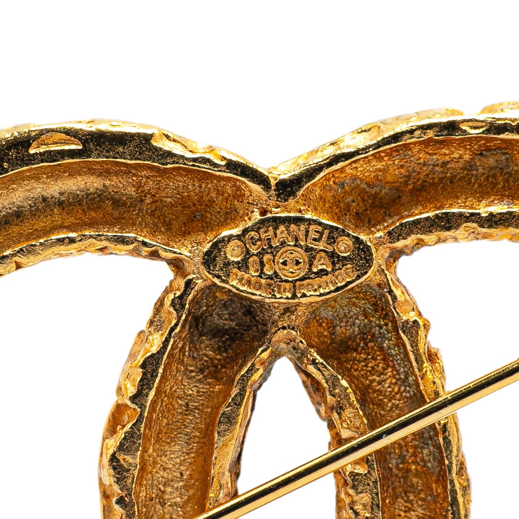 Chanel Gold Plated CC Logo Brooch - Image 6