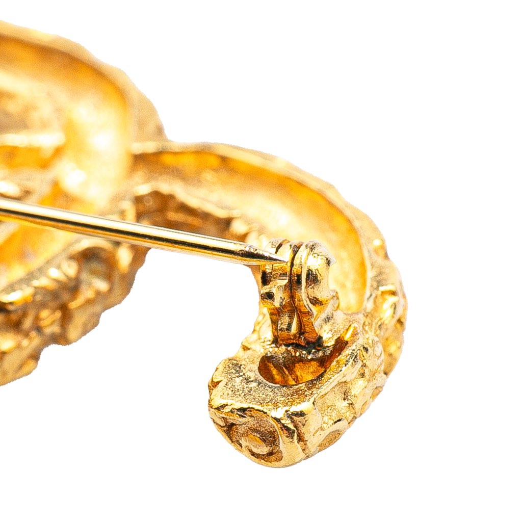 Chanel Gold Plated CC Logo Brooch - 4