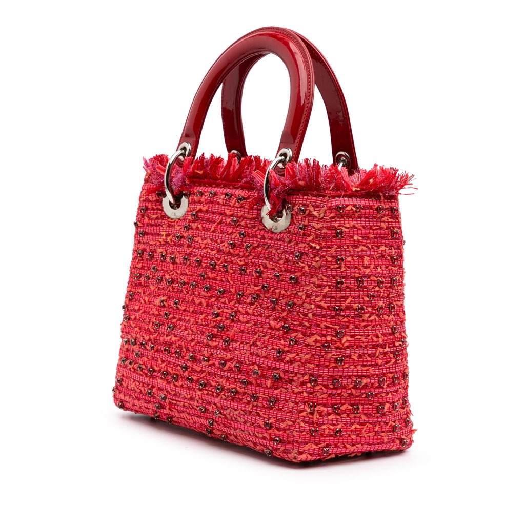 Dior Medium Tweed Fringe Rhinestone Lady Dior - 2