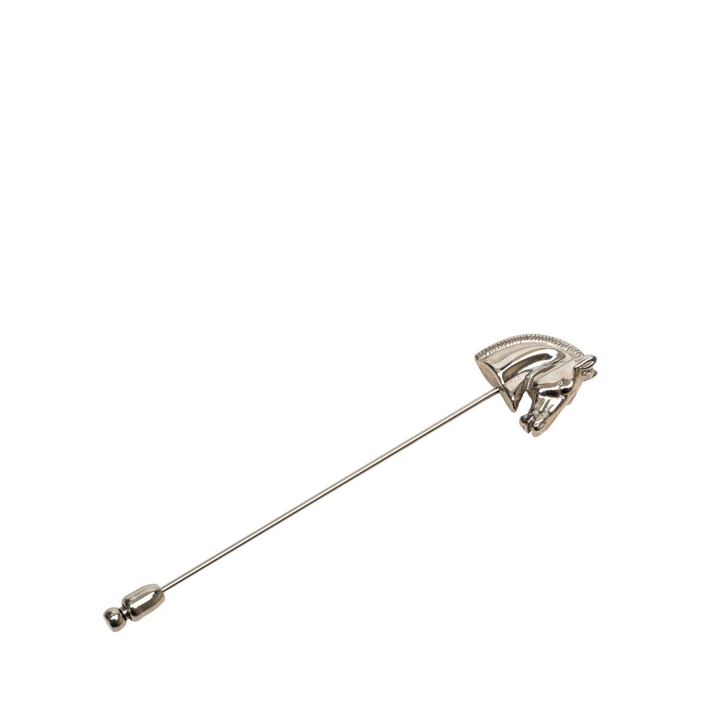 Hermès Palladium Plated Bijouterie Fantaisie Cheval Pin Brooch