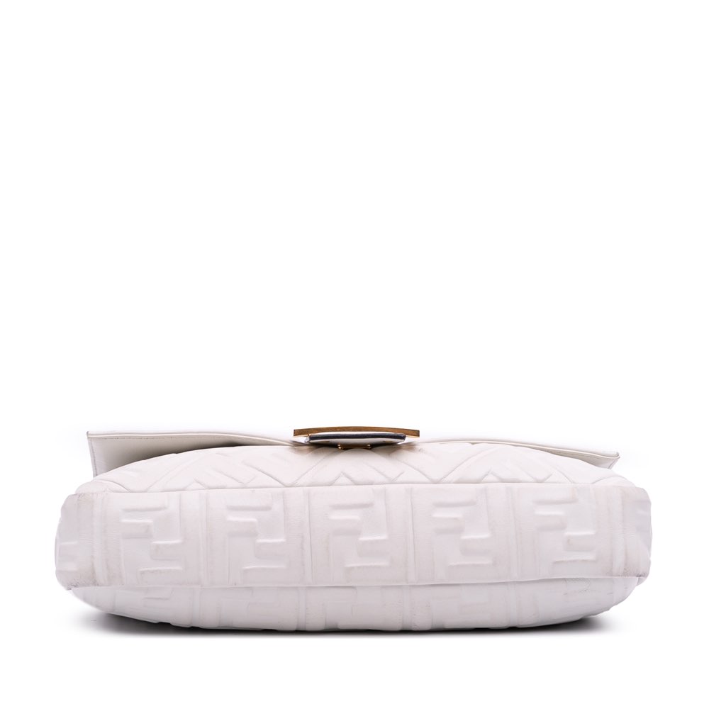 Fendi Large Zucca Embossed Leather Baguette Satchel - Image 6