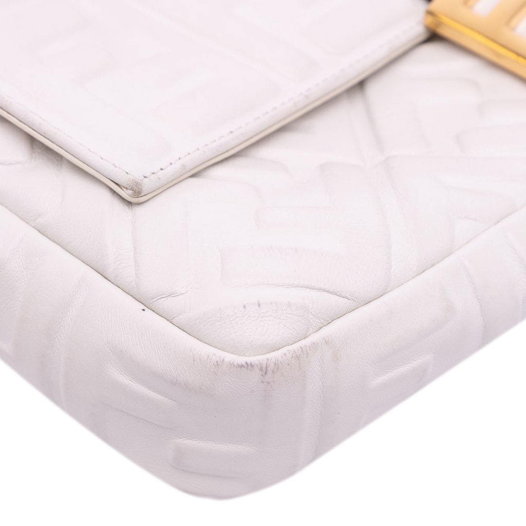 Fendi Large Zucca Embossed Leather Baguette Satchel - Image 11