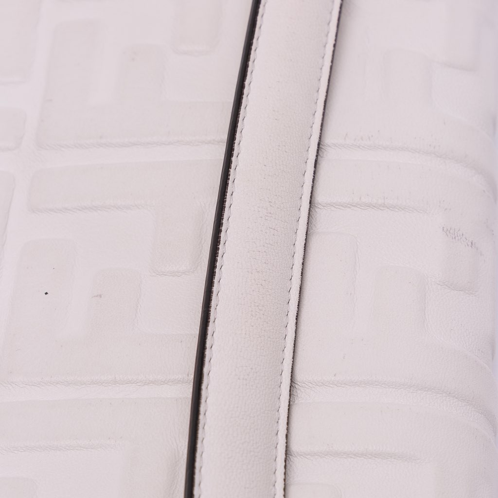 Fendi Large Zucca Embossed Leather Baguette Satchel - Image 12