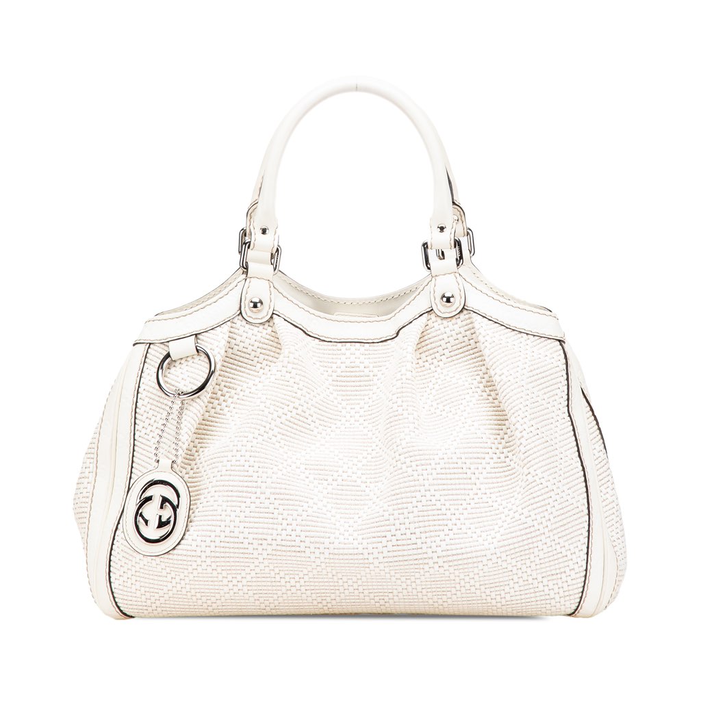Gucci Medium Diamante Raffia Sukey Tote