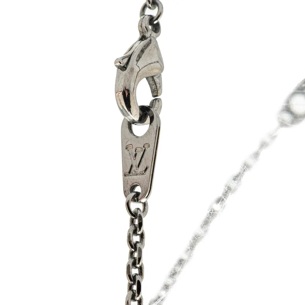 Louis Vuitton Brass Ruthenium Vivienne Pendant Necklace Silver Brass Good - Box View