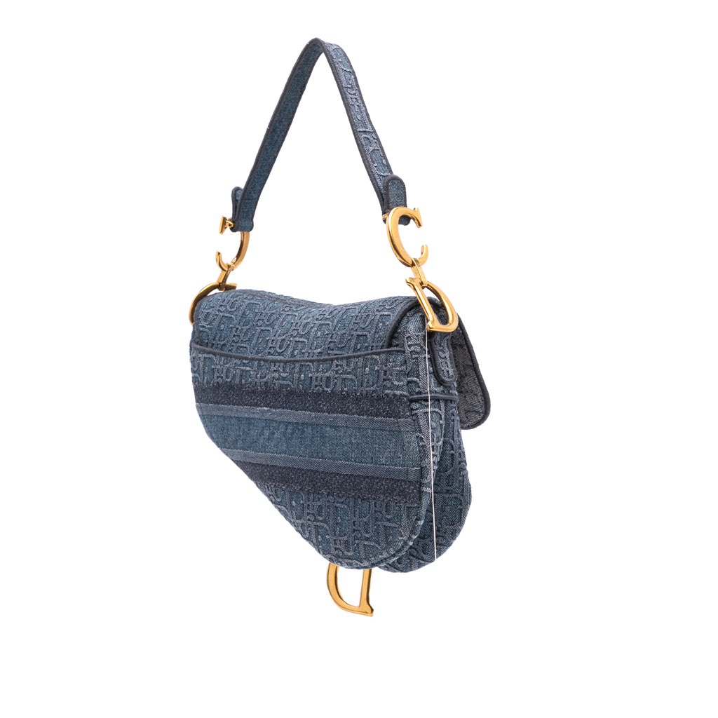 Dior Oblique Denim Embroidered Saddle Bag - 2