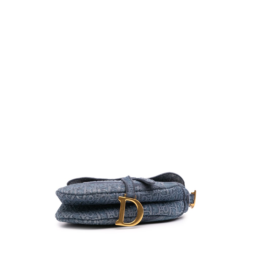 Dior Oblique Denim Embroidered Saddle Bag - 3