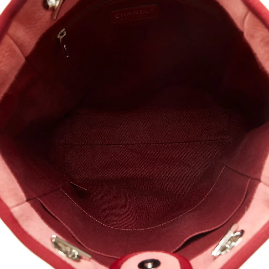 Chanel Mini Mixed Fibers Deauville Tote Red Canvas Good - Box View