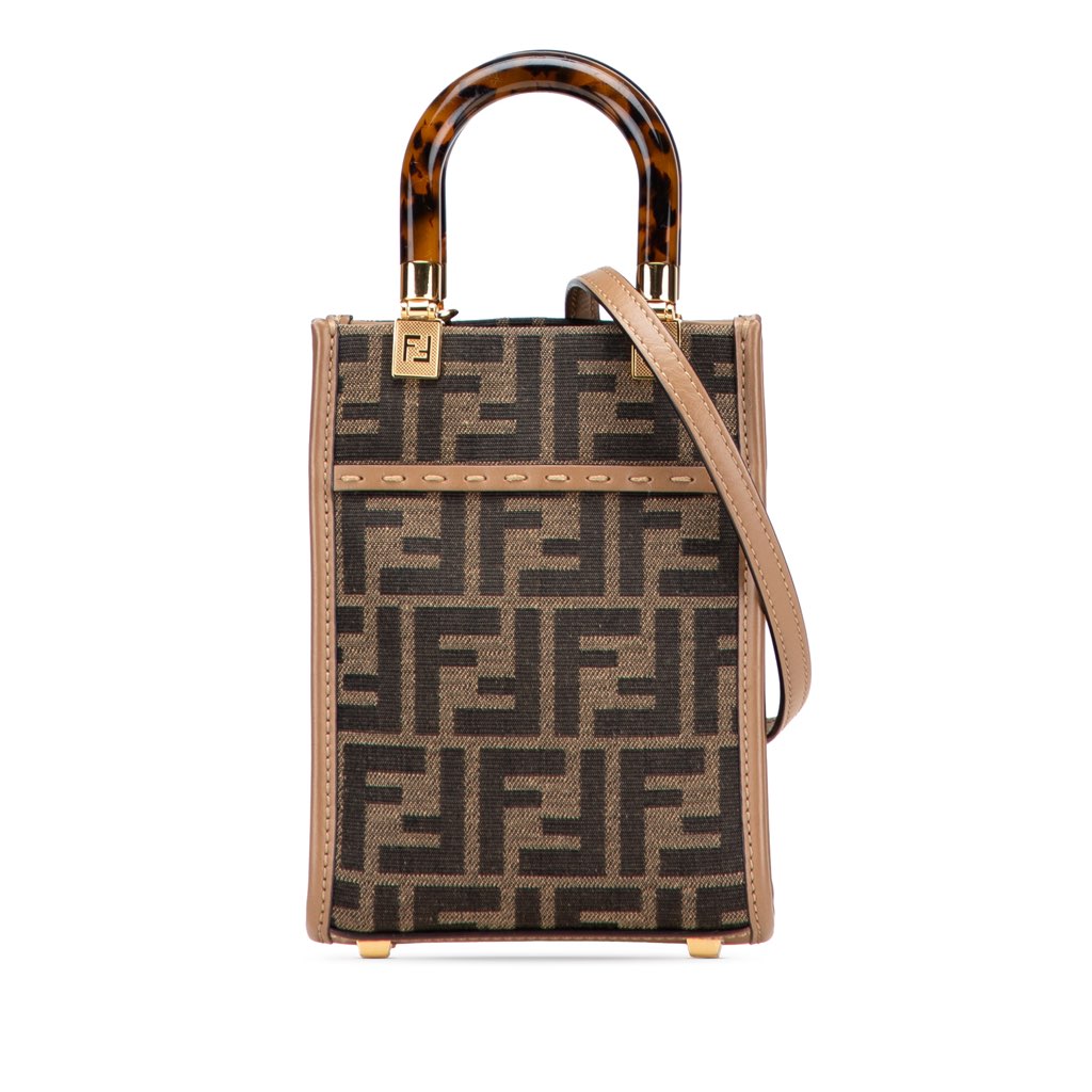 Fendi Mini Zucca Canvas Sunshine Shopper Tote