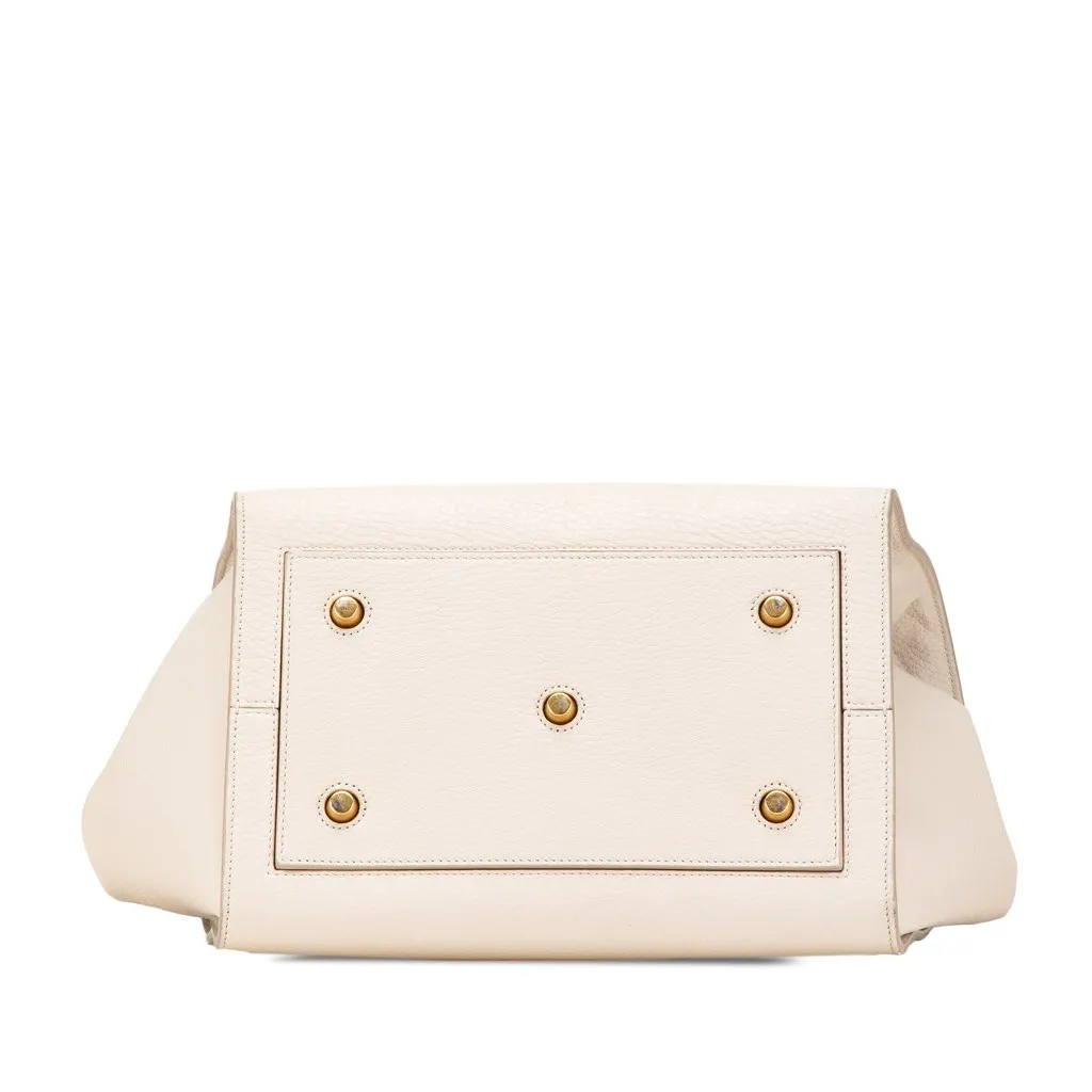 Celine Small Grained Calfskin Tie Knot Handbag White Leather Good - Inside View