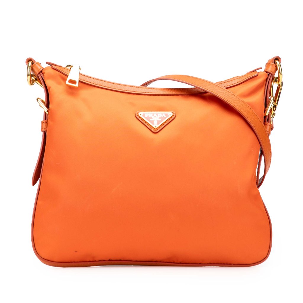 Prada Saffiano Trimmed Tessuto Zip Top Crossbody