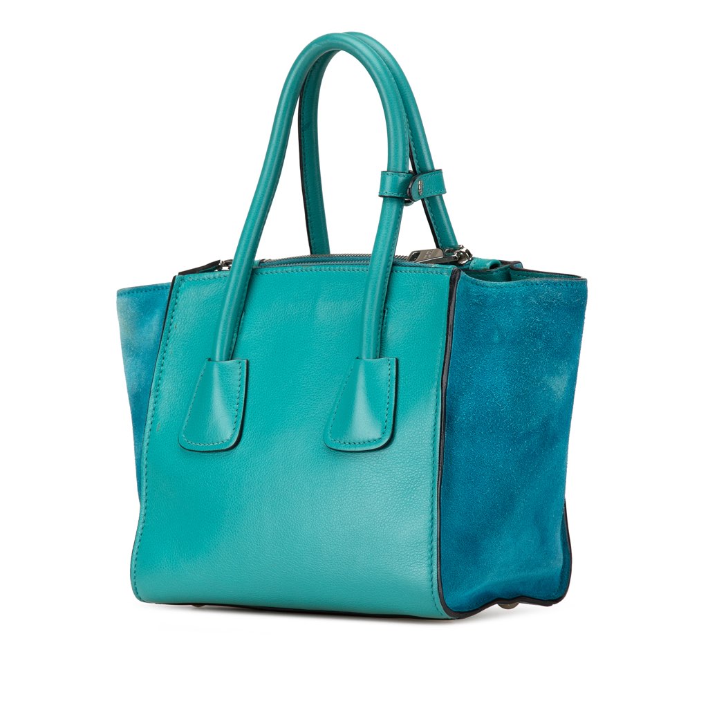 Prada Scamosciato Trimmed Glace Calf Twin Pocket Satchel - 2