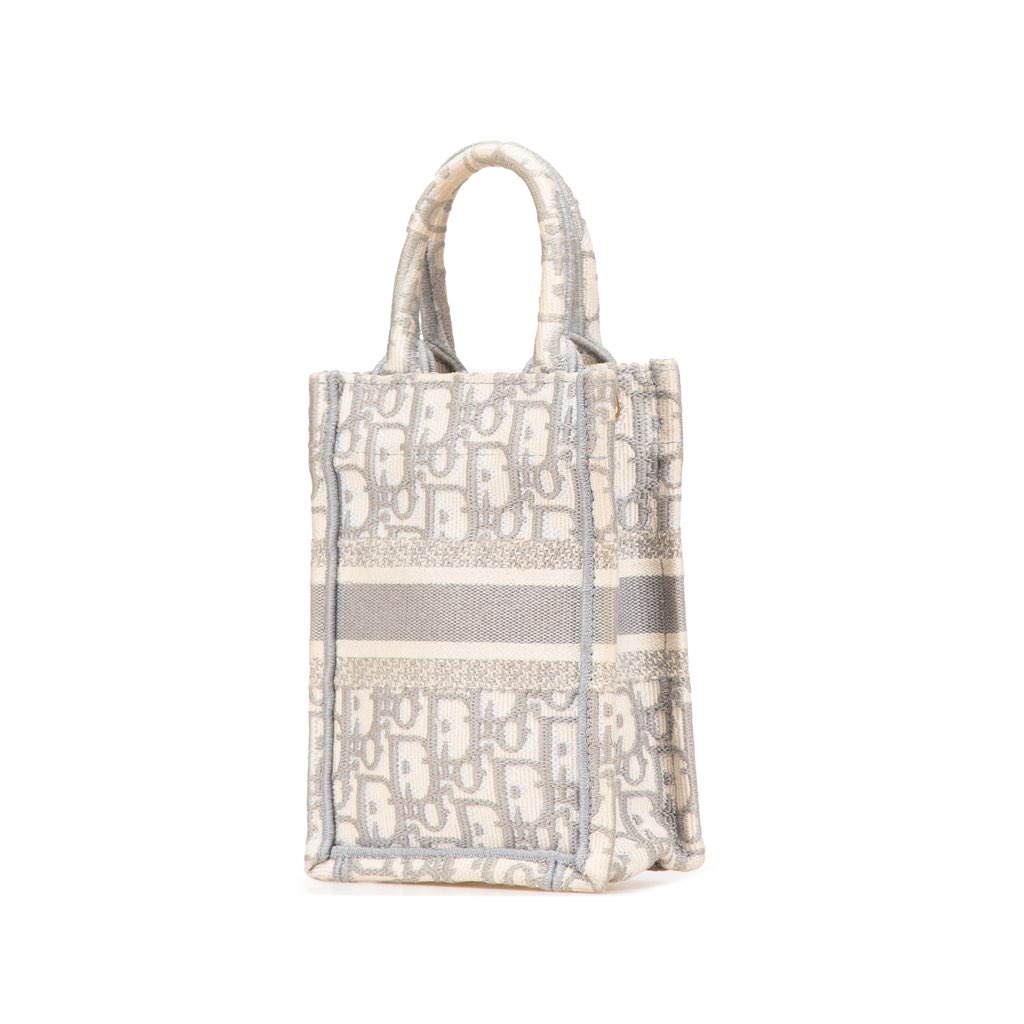 Dior Mini Oblique Canvas Vertical Book Tote - Back view