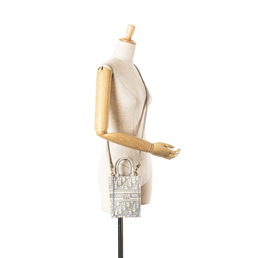 Dior Mini Oblique Canvas Vertical Book Tote - Image 13