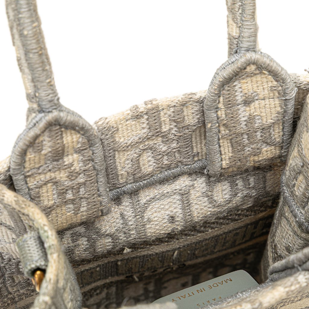 Dior Mini Oblique Canvas Vertical Book Tote - Image 10