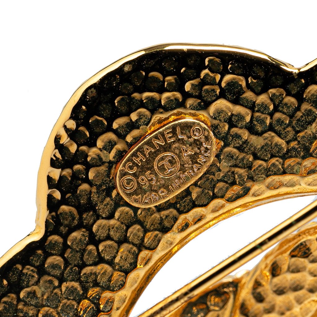 Chanel Gold Plated Faux Pearl CC Brooch - 3