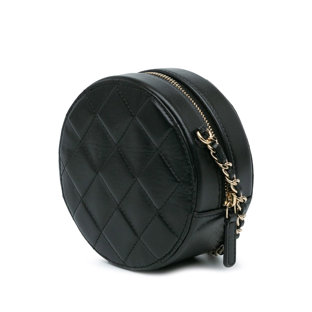Chanel CC Quilted Lambskin Round Clutch with Chain - 2