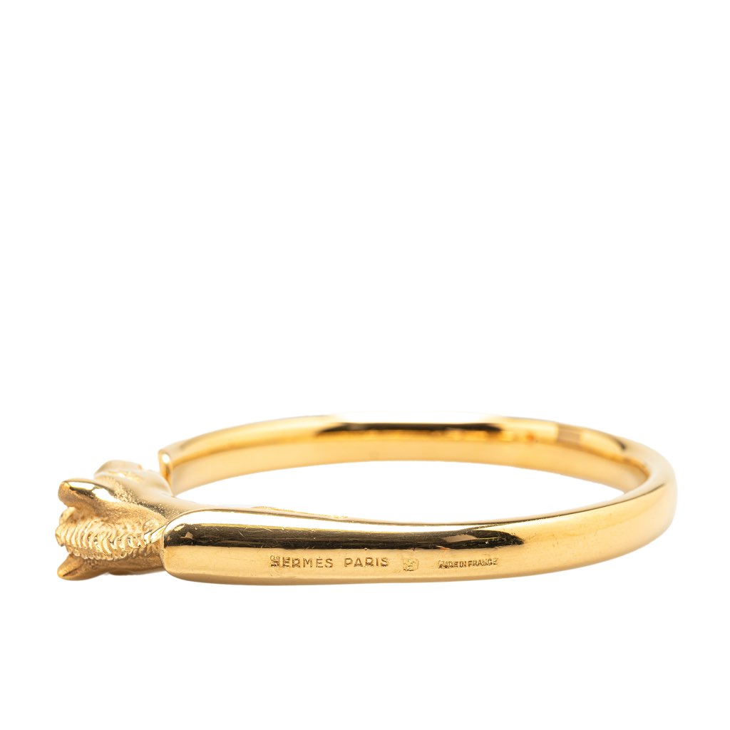 Hermès Gold Plated Tete de Cheval Horse Bangle - 4