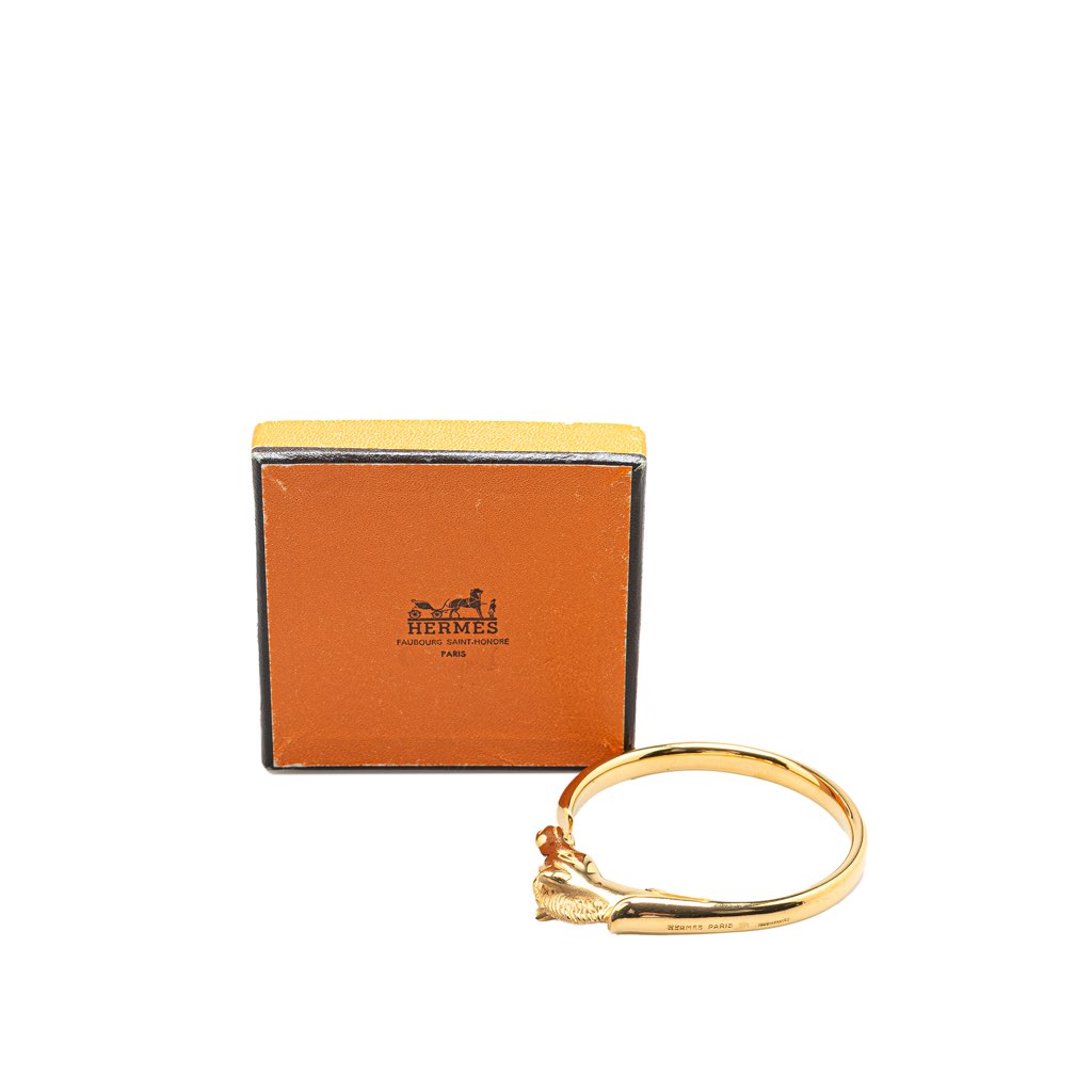 Hermès Gold Plated Tete de Cheval Horse Bangle - 5