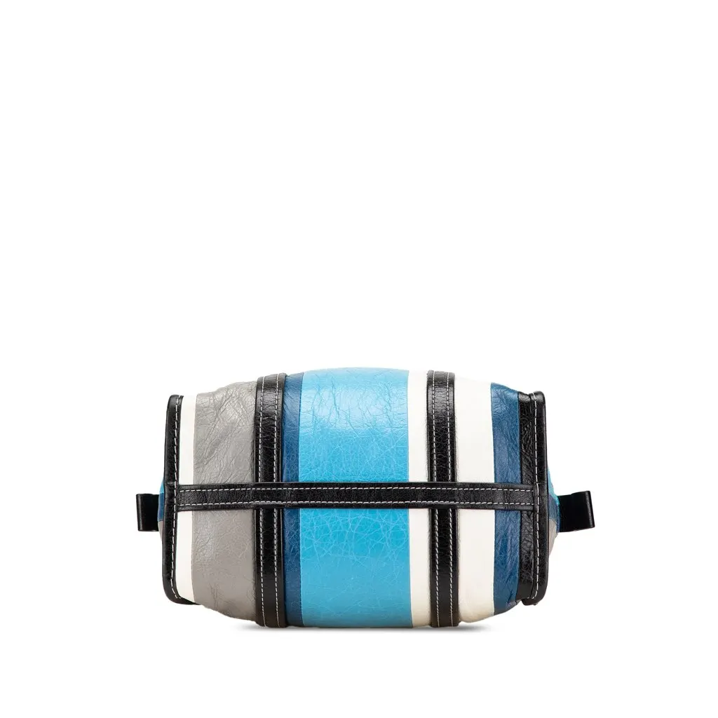 Balenciaga S Lambskin Bazar Shopper Satchel Blue Leather Good - Inside View