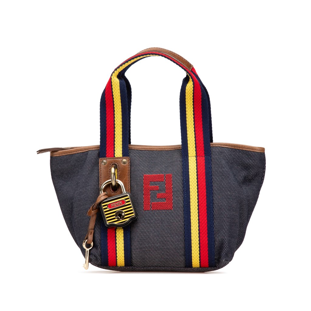 Fendi Mini Denim Lock Shopping Tote