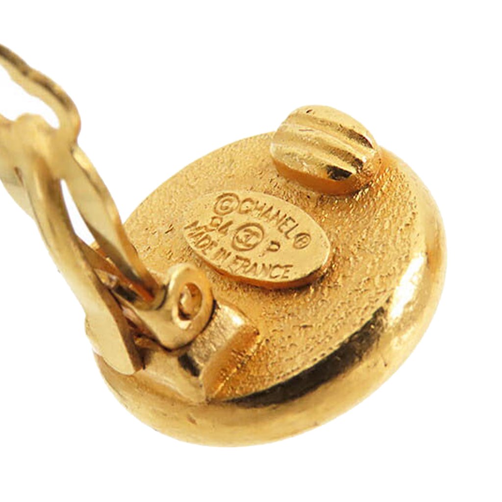 Chanel Gold Plated Faux Pearl Clip on Earrings - 4