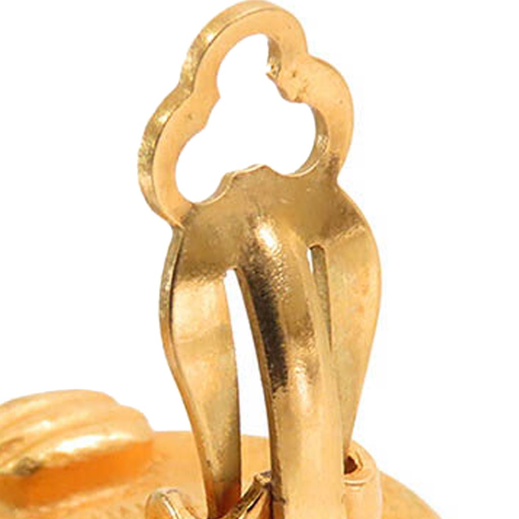 Chanel Gold Plated Faux Pearl Clip on Earrings - 5