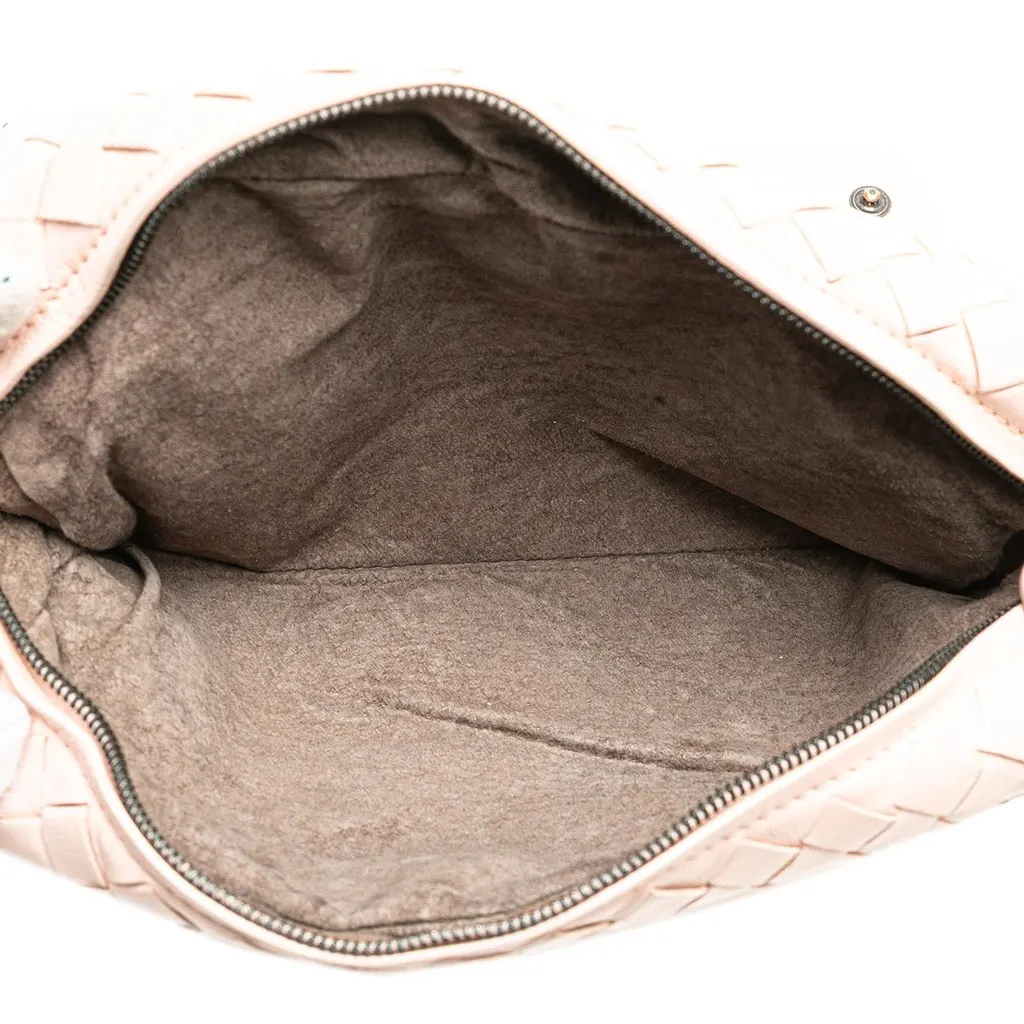 Bottega Veneta Leather Intrecciato Chain Flap Crossbody Pink Leather Very good - Model View