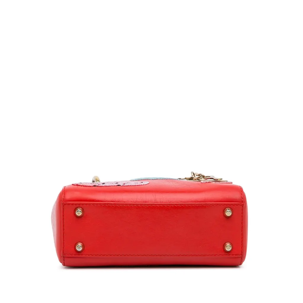 Dior Mini Calfskin Sequin Embellished Lady Dior Red Leather Very good - Box View