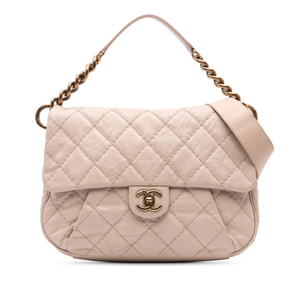 Chanel Medium Quilted Caviar Coco Pleats Messenger Flap