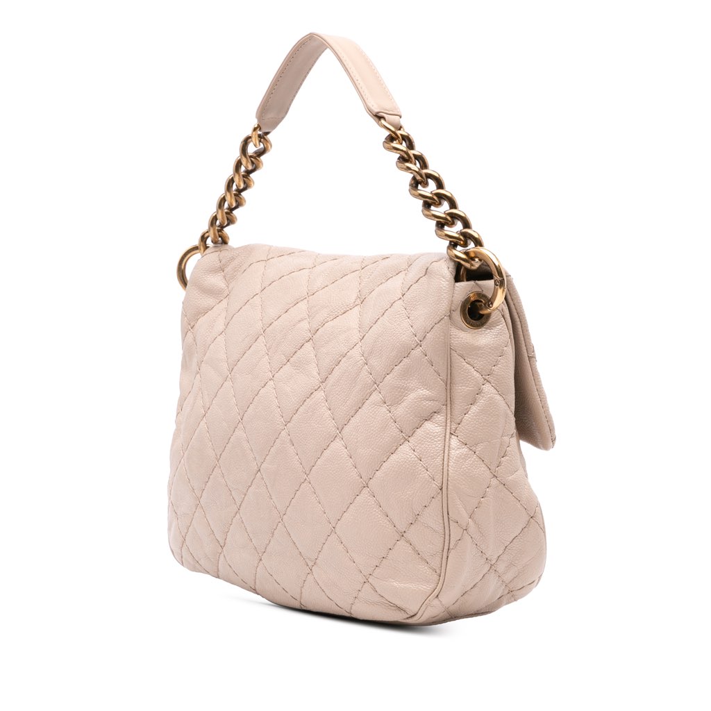 Chanel Medium Quilted Caviar Coco Pleats Messenger Flap - Back view