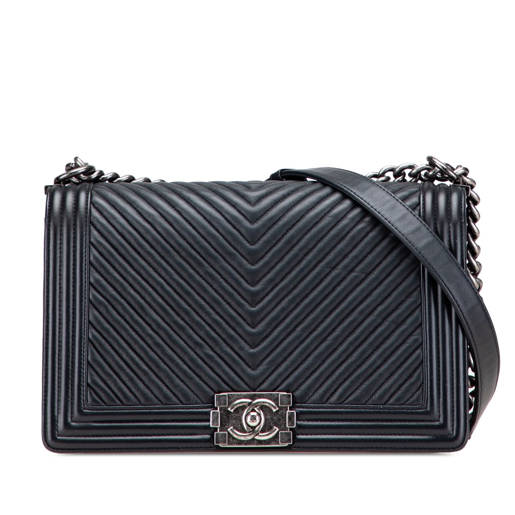 Chanel Medium Chevron Wrinkled Lambskin Boy Flap
