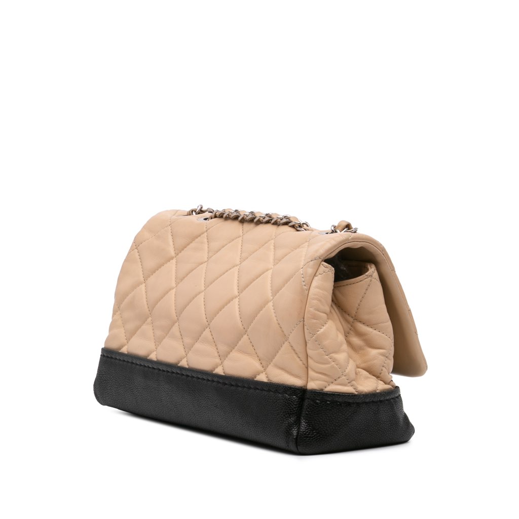 Chanel CC Bicolor Quilted Calfskin and Caviar Single Flap - Back view