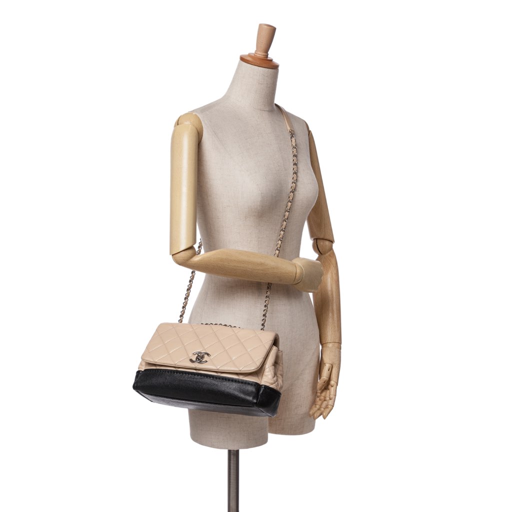 Chanel CC Bicolor Quilted Calfskin and Caviar Single Flap - Image 13