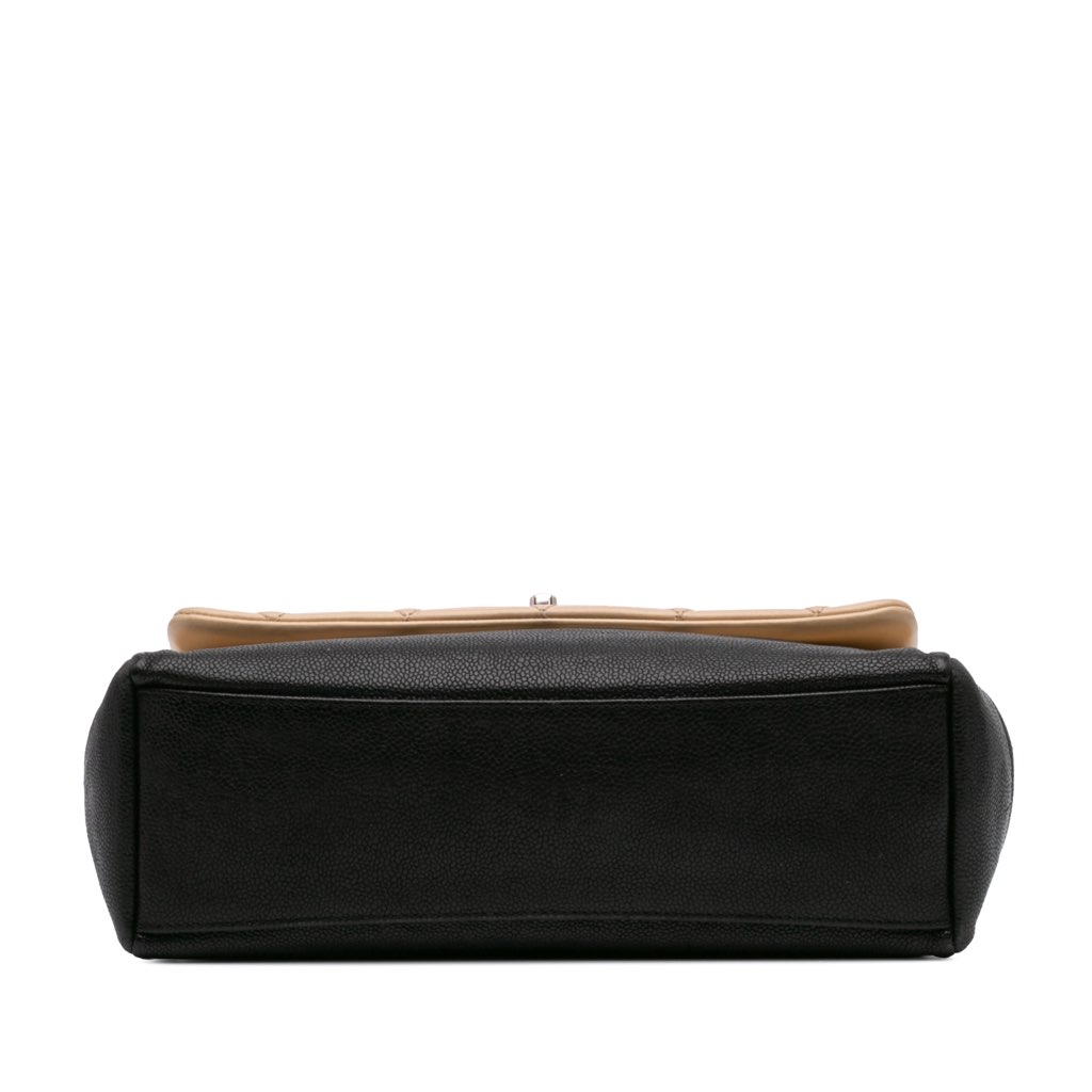 Chanel CC Bicolor Quilted Calfskin and Caviar Single Flap - Image 6