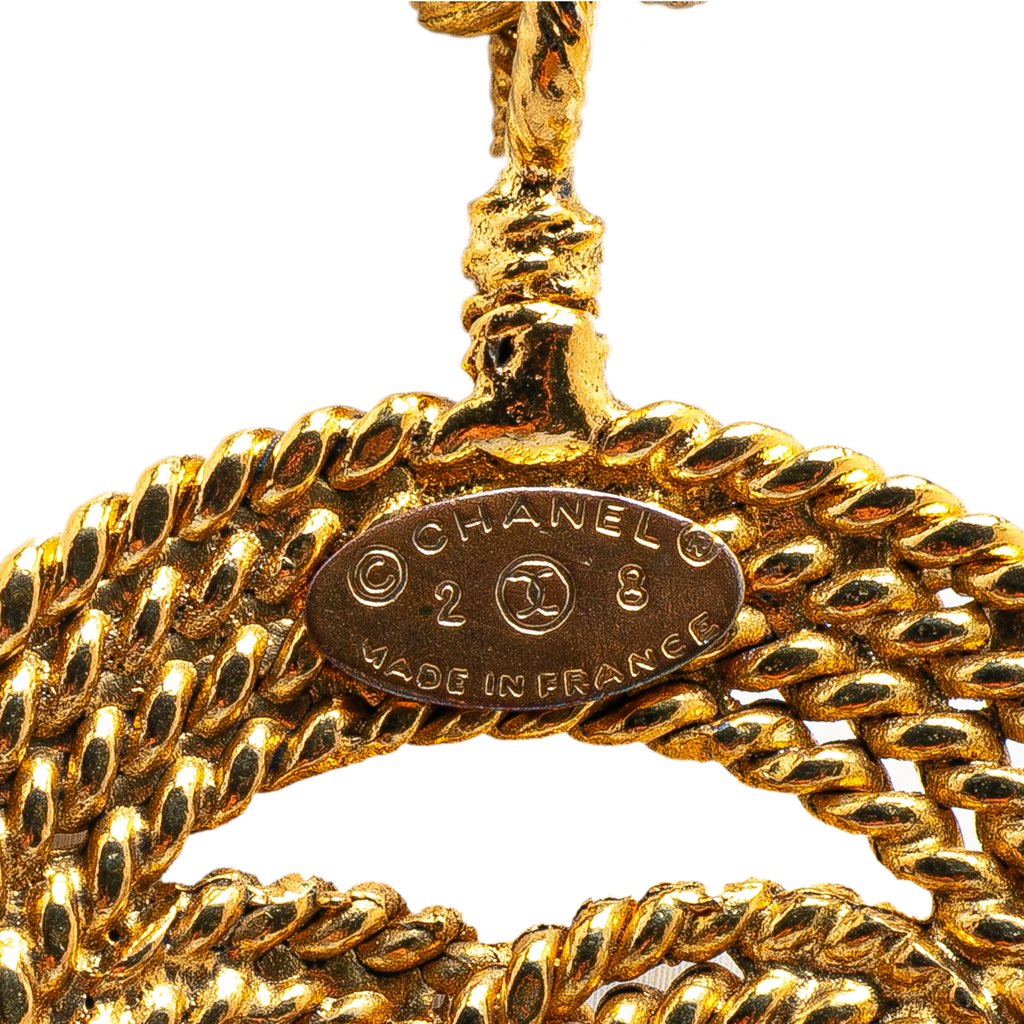 Chanel Gold Plated CC Braided Round Pendant Necklace - 2