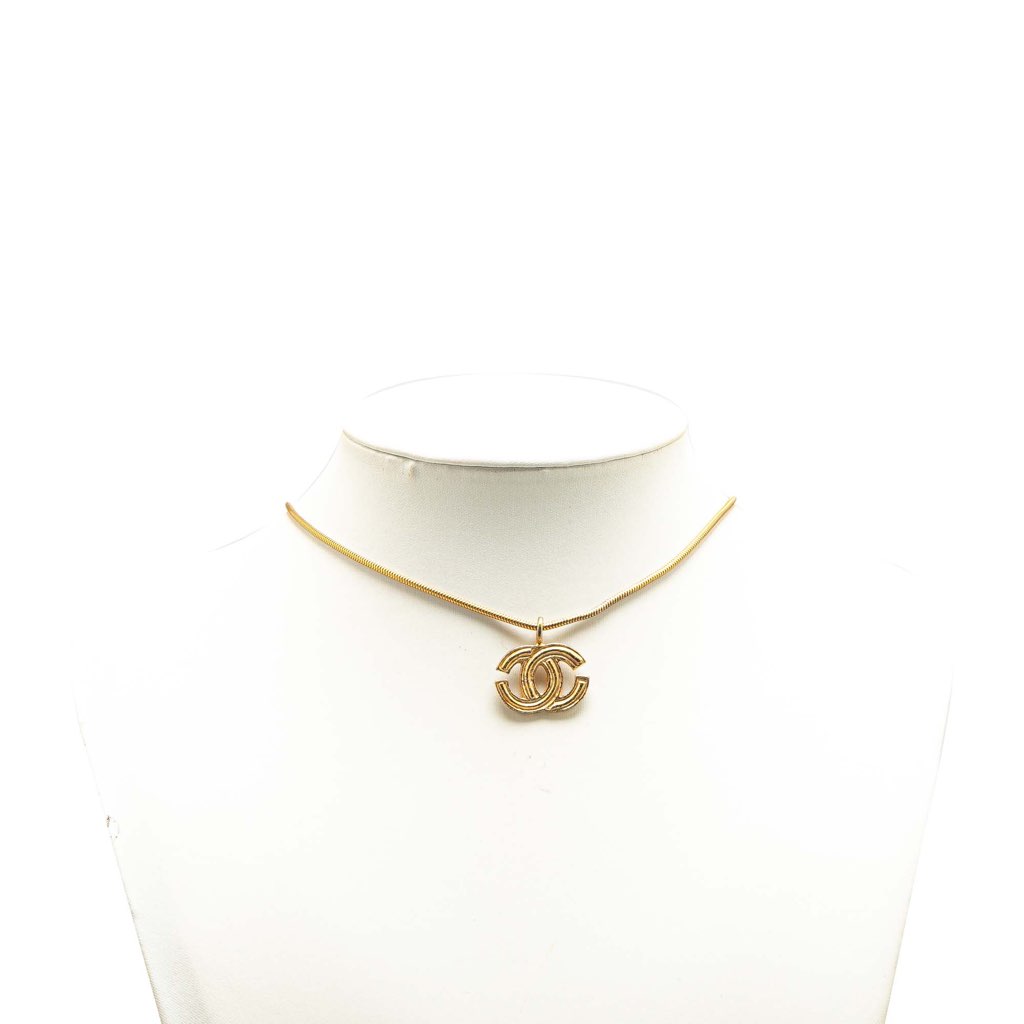 Chanel Gold Plated CC Pendant Necklace - 5