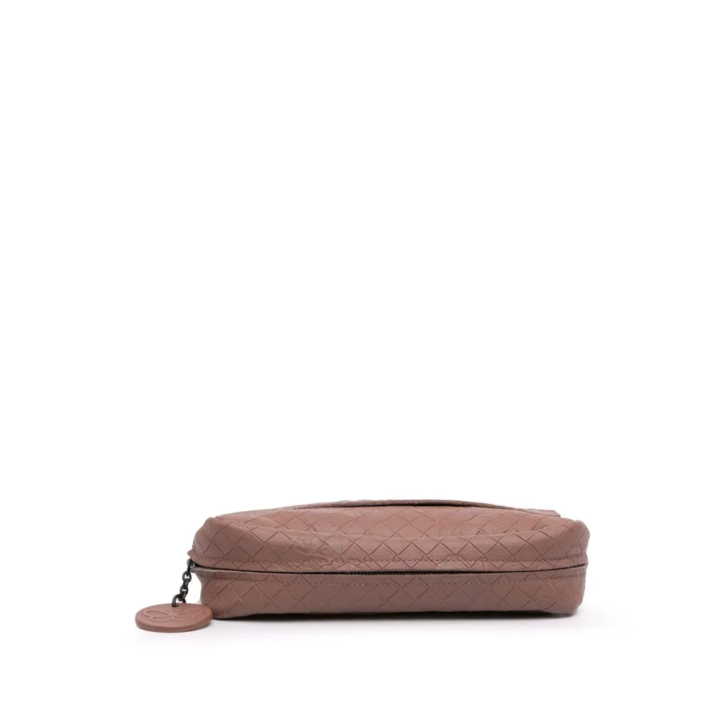 Bottega Veneta Small Calfskin Intrecciomirage Embossed Butterfly Chain Crossbody Pink Leather Very good - Inside View