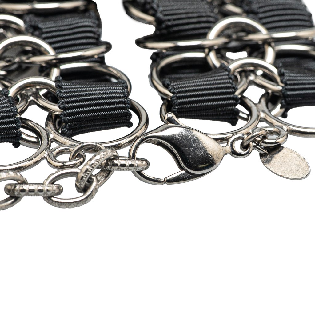 Chanel Nylon Resin Camellia Chain Ribbon Bracelet - 5