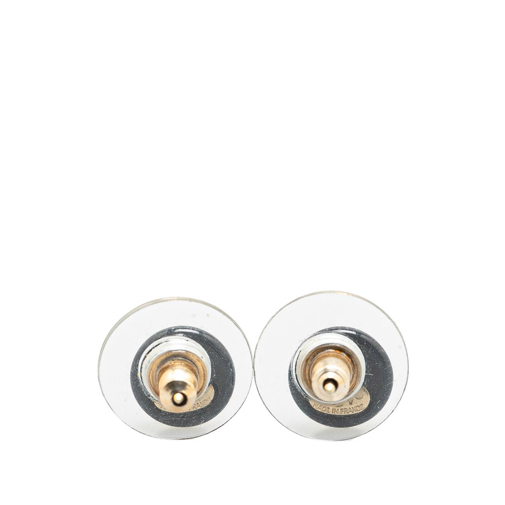 Chanel Resin CC Button Push Back Earrings - Back view