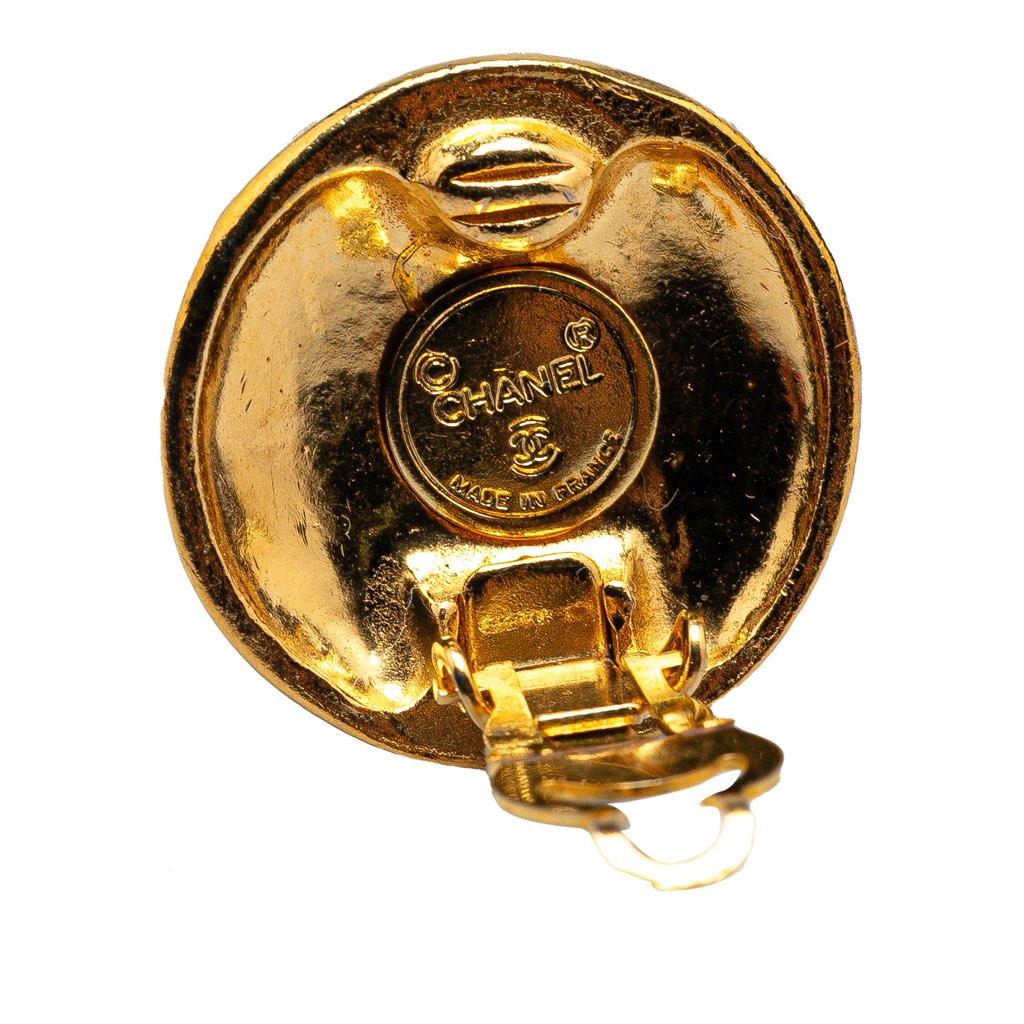 Chanel Gold Plated CC Round Clip On Earrings - Image 6